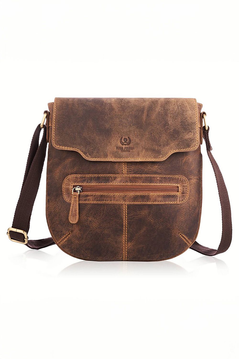 Posttasche aus gealtertem naturbelassenem Jägerleder