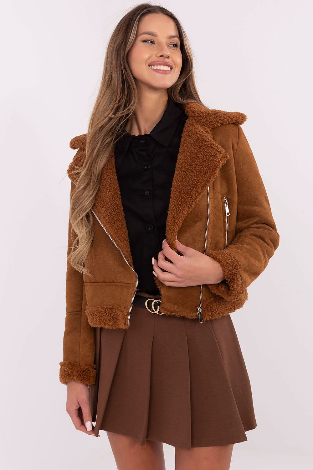 Elegante Damen-Ramonjacke mit Schaffell