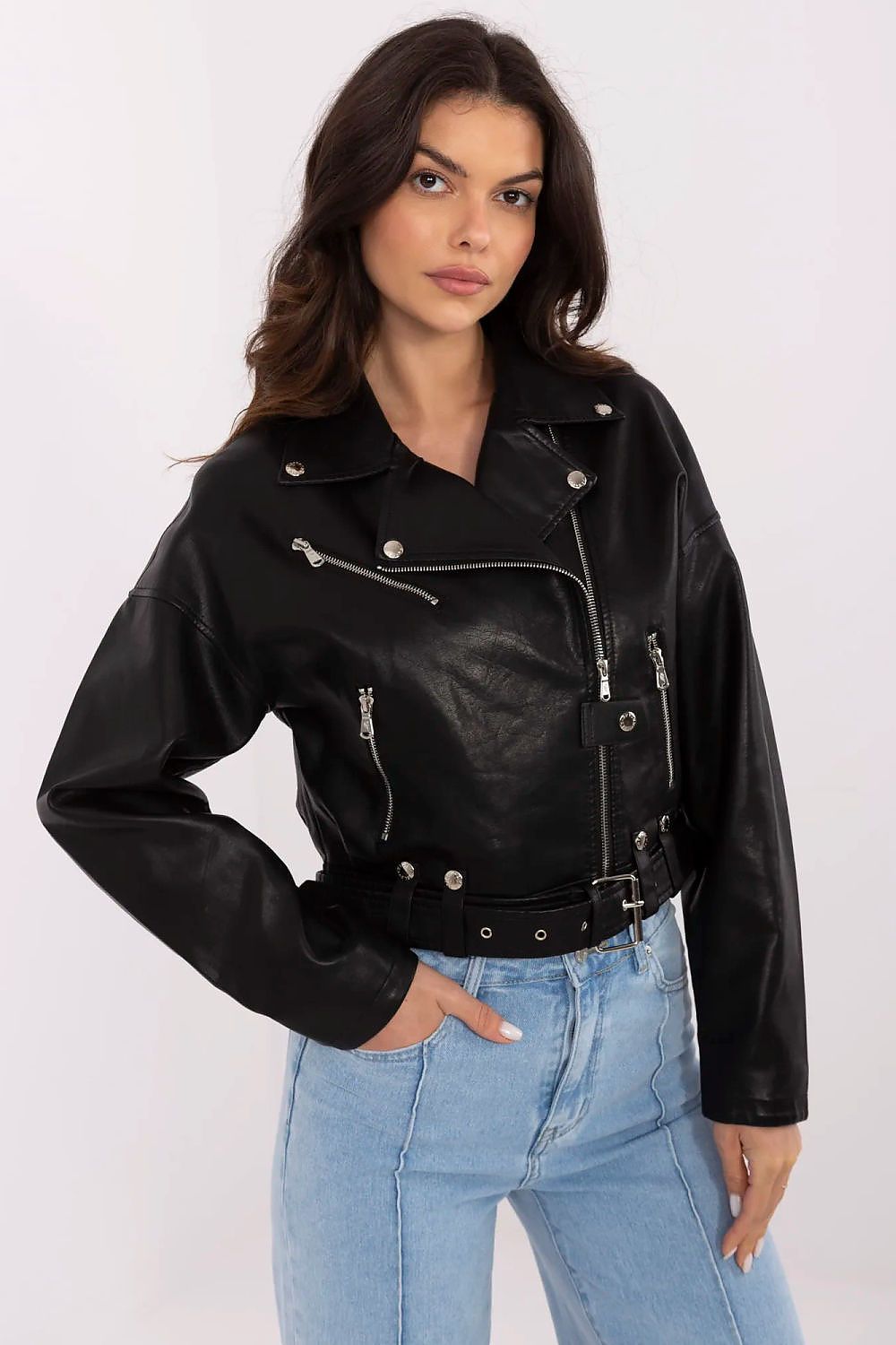 Jacke im Bikerstil aus Kunstleder
