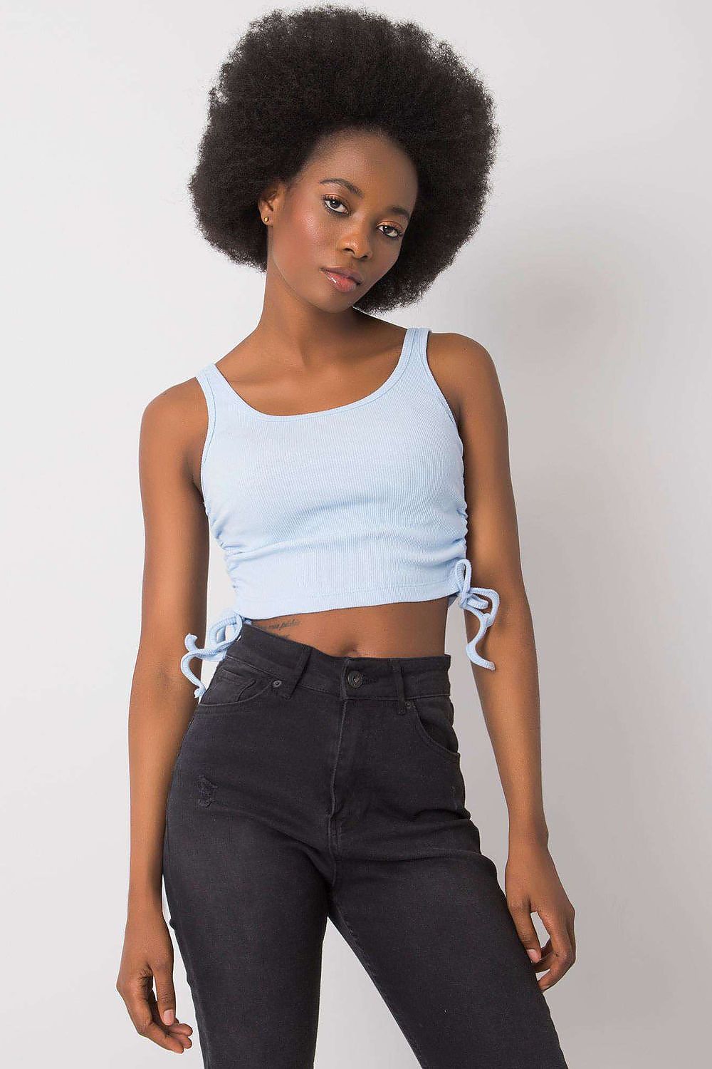 Crop Top mit Trägern aus geripptem Material