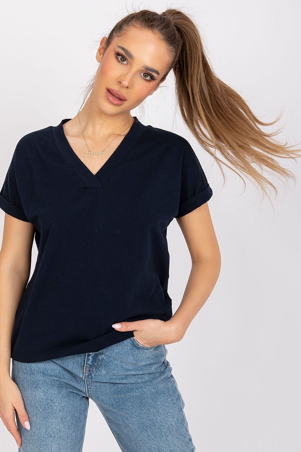 Gerade geschnittenes T-Shirt mit kurzen Ärmeln