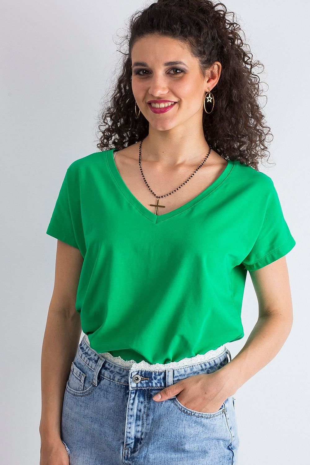 Damen-T-Shirt mit kurzen Ärmeln und V-Ausschnitt