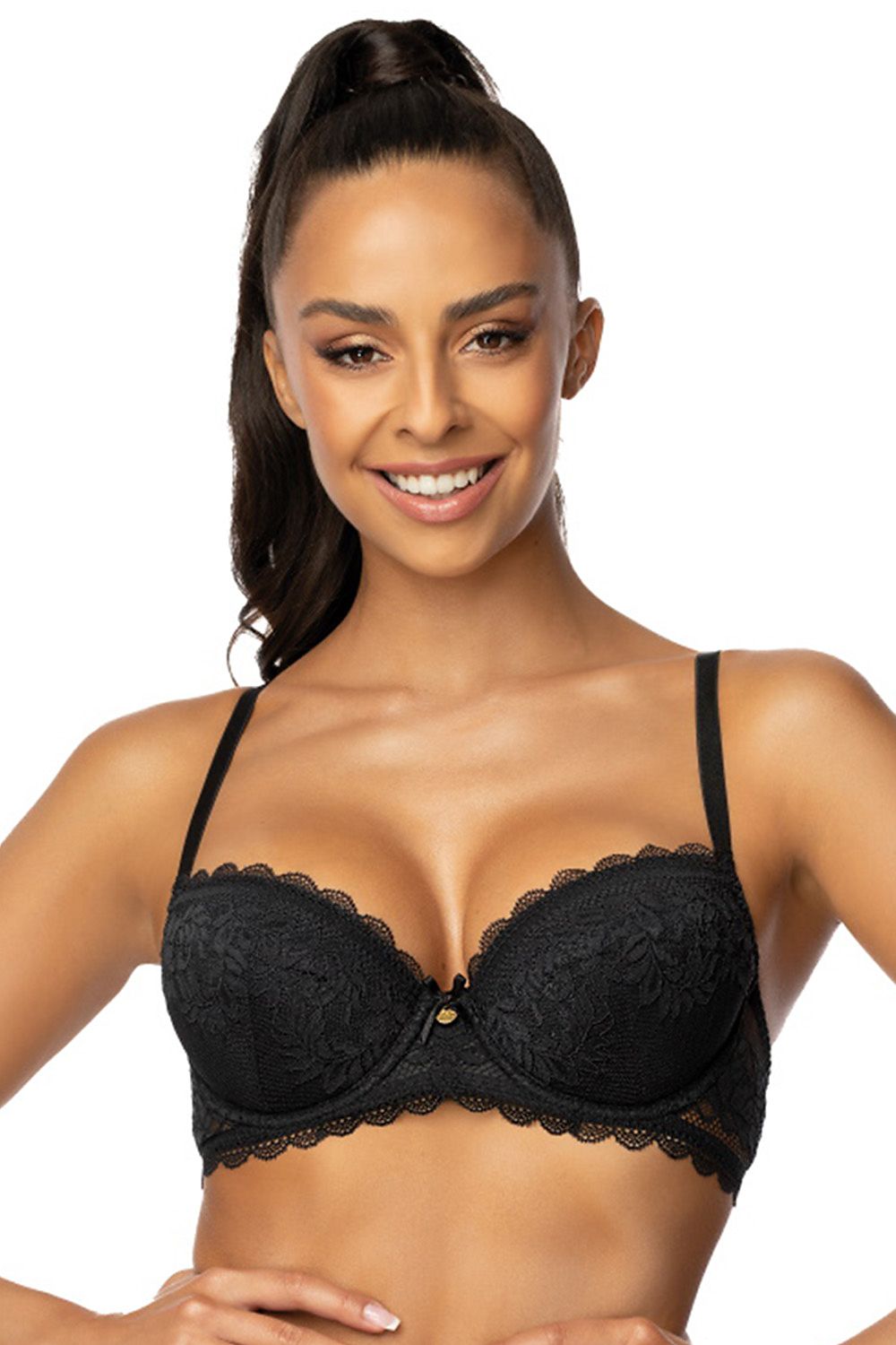 Eleganter Push-up-BH aus Spitze mit einem floralen Motiv